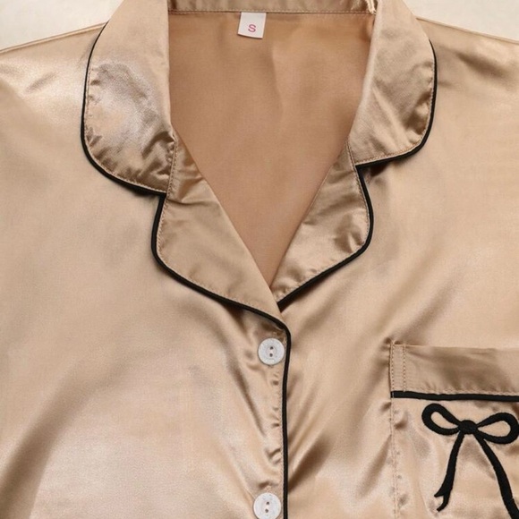 Women's Satin Pajama Set - Gold Size 12 XL - Picture 3 of 8
